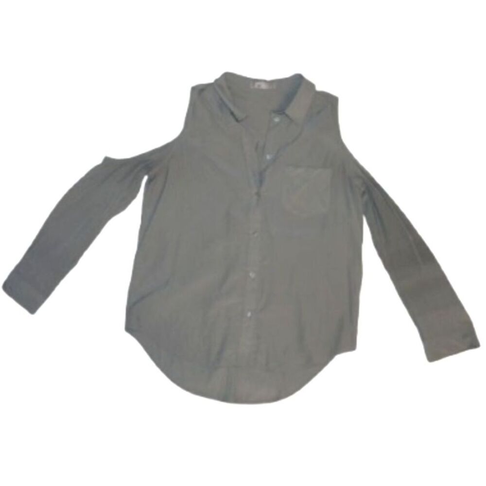 Tina Stephens Italy Cold Shoulder Gray Elegant Blouse Top Medium